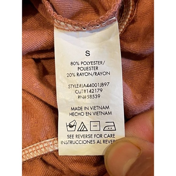 Speechless Women Swiss Dot Tiered Dress 3/4 Sleeve Back Keyhole Rust Size Small - Picture 7 of 8